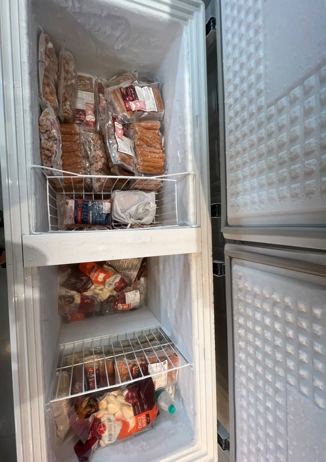 Packaged frozen food products stored in Deli Select chest freezers